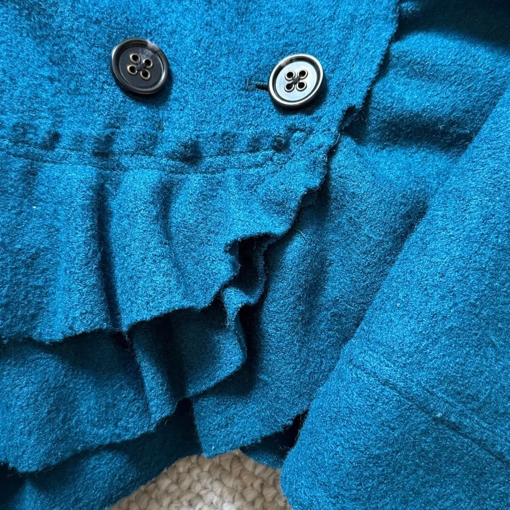 Anthropologie Elevenses Frilled Echelons Peacoat - Picture 6 of 8